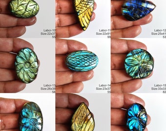 Natuurlijke labradoriet snijwerk cabochon, zeer zeldzame snijwerk labradoriet handgesneden labradoriet losse edelsteen cabines, Wire Wrap Making Stone