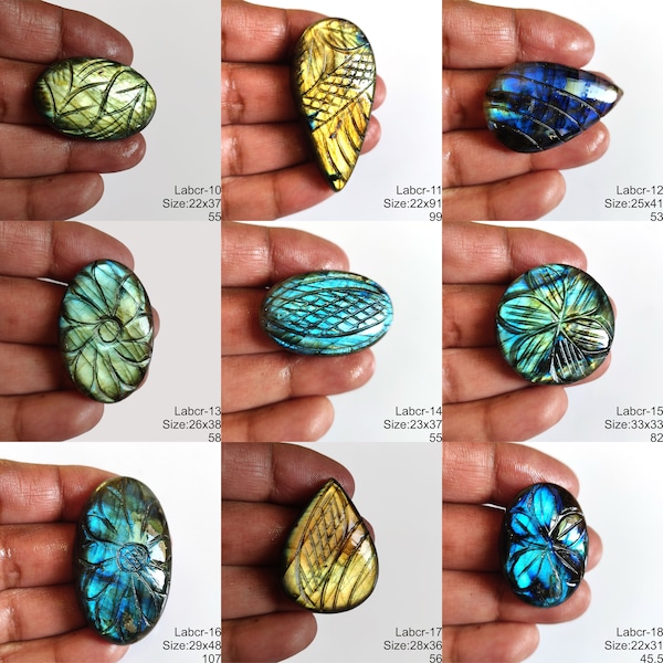 Natural Labradorite Carving Cabochon, Very Rare Carving Labradorite Hand Carved Labradorite Loose Gemstone cabs, Wire Wrap Making Stone