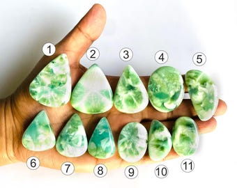 Hemimorphite Gemstone Cabochon: Green Healing Crystal for DIY Jewelry