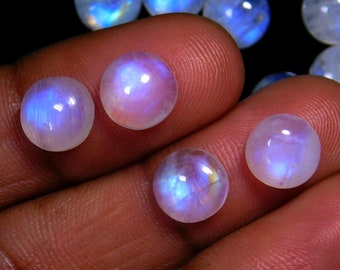 Rainbow Moonstone, 8mm 9mm 10mm Round Gemstone Cabochon for making beautiful jewelry Natural Blue Flashy Rainbow Moonstone Cabs Loose stone