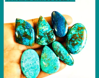 Parrot Wing Chrysocolla Cabochon: Natural Gemstone for Jewelry Making