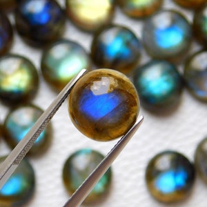 Labradorite Forme ronde Cabines Feu bleu naturel Labradorite Cabochon Rond Pierre précieuse Lot pour la fabrication de bijoux Pierre Toutes tailles disponibles image 5