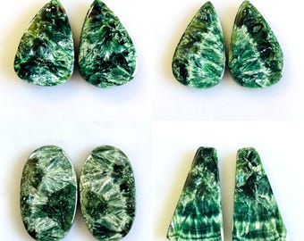 Natural Seraphinite Cabochon Flat Back Loose Gemstone for Jewelry Making