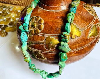 Natural Tibetan Turquoise Nugget Beads: 20-Inch Strand