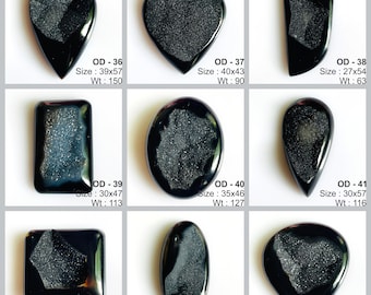 Superbe qualité supérieure 100% naturel onyx noir Druzy forme ovale cabochon pierres précieuses en vrac pour la fabrication de bijoux