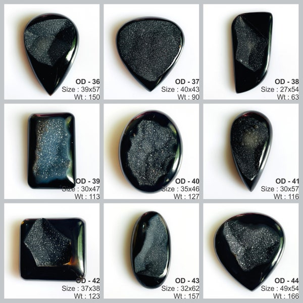 Superbe qualité supérieure 100% naturel onyx noir Druzy forme ovale cabochon pierres précieuses en vrac pour la fabrication de bijoux