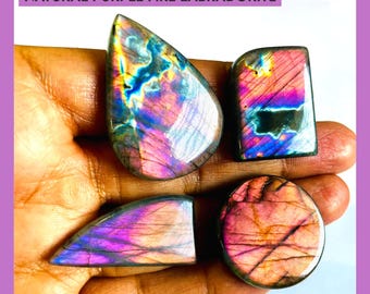 Natural Purple Fire Labradorite Cabochon: Loose Crystal Gemstone