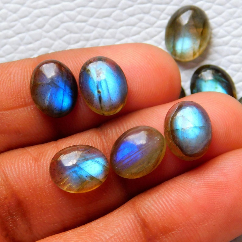 Cabochons de forme ovale en labradorite de feu bleu naturel Cabochon en labradorite de feu ovale pour la fabrication de bijoux en pierre calibrée Toutes les tailles disponibles image 3