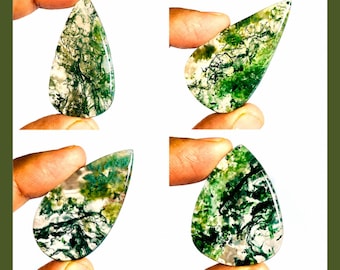 Cabochon van natuurlijke groene mosagaat: edelsteen voor sieraden