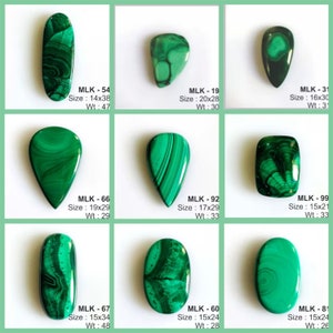 Cabochon en malachite naturelle, pierre précieuse de malachite à dos plat, malachite de qualité AAA, malachite polie à la main pour bijoux image 6