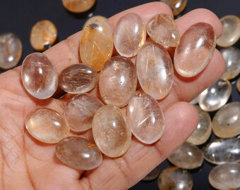 Top Quality Golden Rutile gemstone cabochons Wholesale Lot, Natural Needled Rutile Quartz all shape Wholesale Lot for making jewelry
