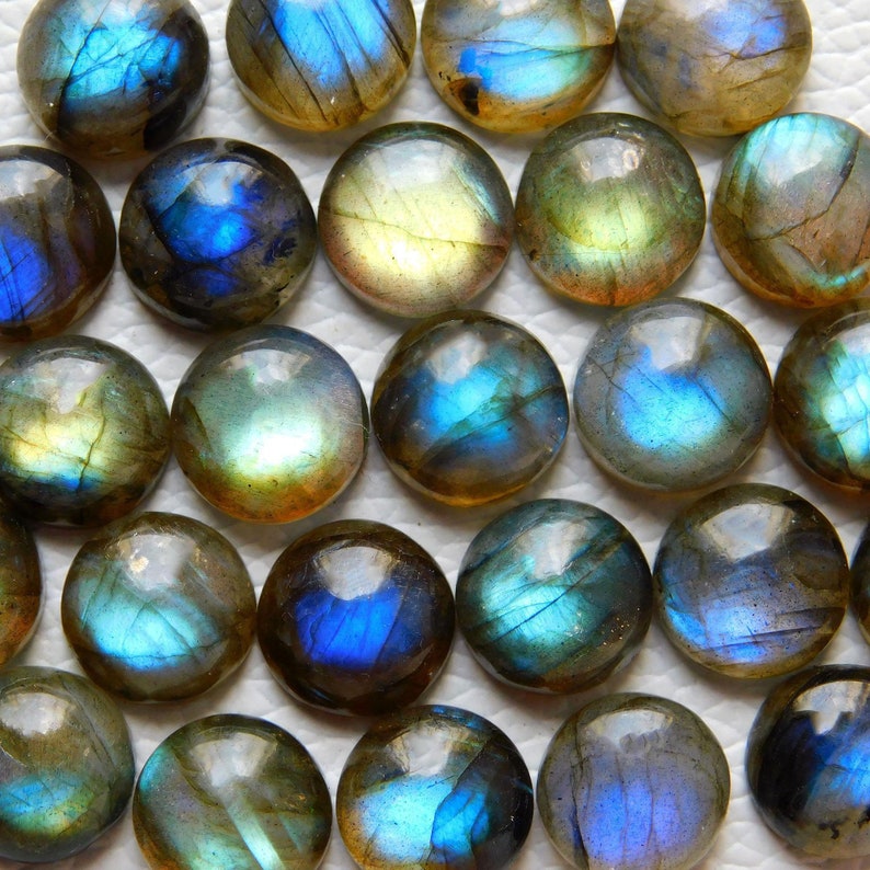 Labradorite Forme ronde Cabines Feu bleu naturel Labradorite Cabochon Rond Pierre précieuse Lot pour la fabrication de bijoux Pierre Toutes tailles disponibles image 1