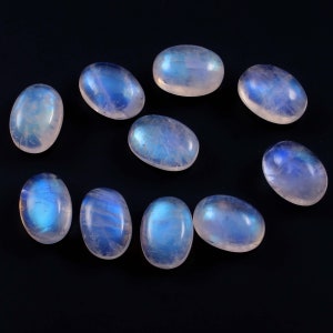 AAA Natural Rainbow Moonstone Oval Cabochon Calibrated size 10x12,10x14, Blue Flashy Moonstone for jewelry