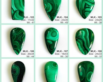 Cabochon en malachite naturelle, pierre précieuse de malachite à dos plat, malachite de qualité AAA, malachite polie à la main pour bijoux