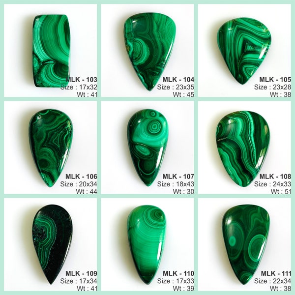 Natural malachite Cabochon, Flat back malachite gemstone, AAA Quality malachite, Hand made hand polished malachite for jewelry