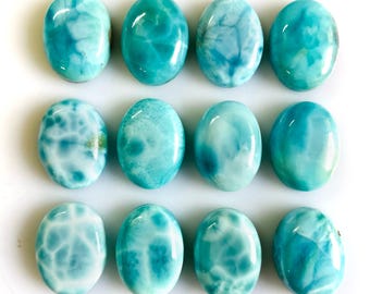 Larimar Cabochon Matched Pair: Natural Gemstone for Jewelry Making (15x20 mm)