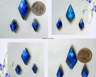 Natuurlijke blauwe gefacetteerde labradoriet mooie vorm cabochon 3-delige set edelsteen voor het maken van sieraden en oorbellen kettingset