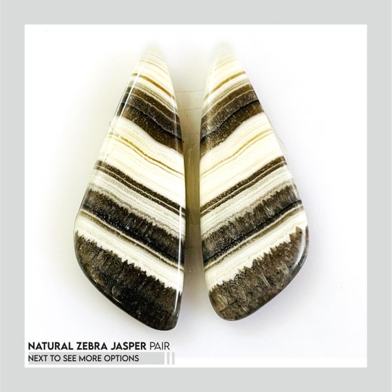 Zebra Calcite Cabochon Pair: Handmade Gemstone for Jewelry Making