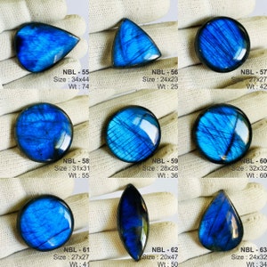 Cabochons de labradorite bleue naturelle de qualité AAA, prix de gros, faits main et polis à la main. image 8