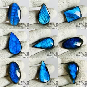 Cabochons de labradorite bleue naturelle de qualité AAA, prix de gros, faits main et polis à la main. image 10