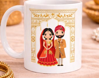 Indiase bruiloftsmok | Indiaas cadeau voor haar | Indiase verlovingscadeau | Desi-bruiloft | Valentijnsdagcadeau voor haar| Verjaardagsmok | Gepersonaliseerde mok