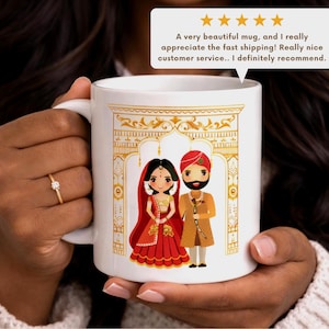 Taza de boda india / Regalo indio para ella / Regalo de compromiso indio / Boda Desi / Regalo de San Valentín para ella / Taza de aniversario / Taza personalizada imagen 2