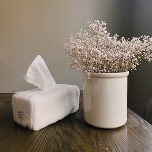 Urban French Tissue Box Cover. Cube and Rectangle tissue box cover. Shearling tissue box cover. Waffle tissue box cover. image 1