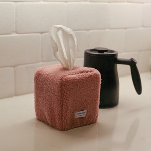 Urban French Tissue Box Cover. Cube and Rectangle tissue box cover. Shearling tissue box cover. Waffle tissue box cover. image 2
