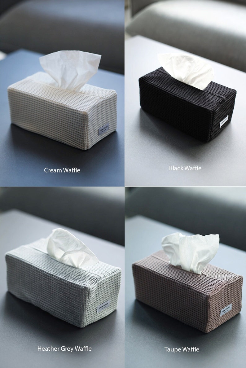 Urban French Tissue Box Cover. Cube and Rectangle tissue box cover. Shearling tissue box cover. Waffle tissue box cover. image 10