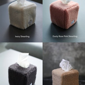 Urban French Tissue Box Cover. Cube and Rectangle tissue box cover. Shearling tissue box cover. Waffle tissue box cover. image 5