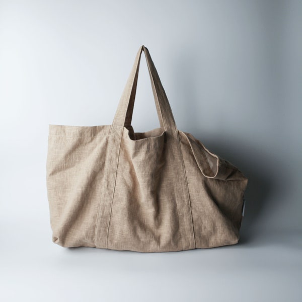 Urban French linen tote bag. Natural linen bag. Natural shopping bag. Linen shoulder bag. Beach bag. Shoulder tote bag. Shoulder tote.