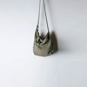 Urban French natural linen "mini" hobo bag, purse, featuring top handles, an internal zip pocket and an adjustable shoulder strap