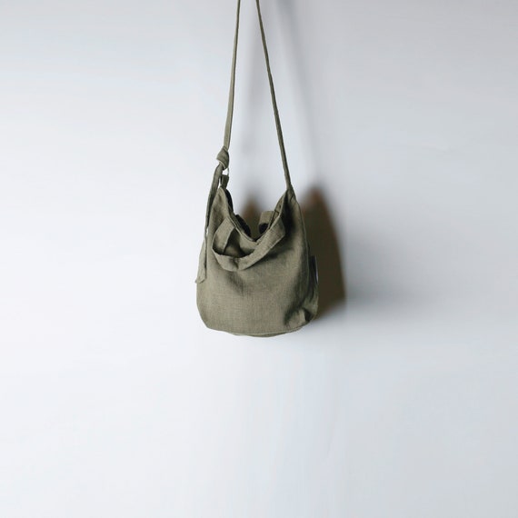 Urban French Natural Linen mini Hobo Bag Purse 