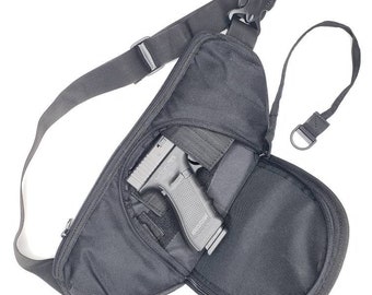 Quick draw CCW (concealed carry weapon), ccw sling bag, conceal carry purse, conceal carry fanny pack, conceal carry. (right handed)