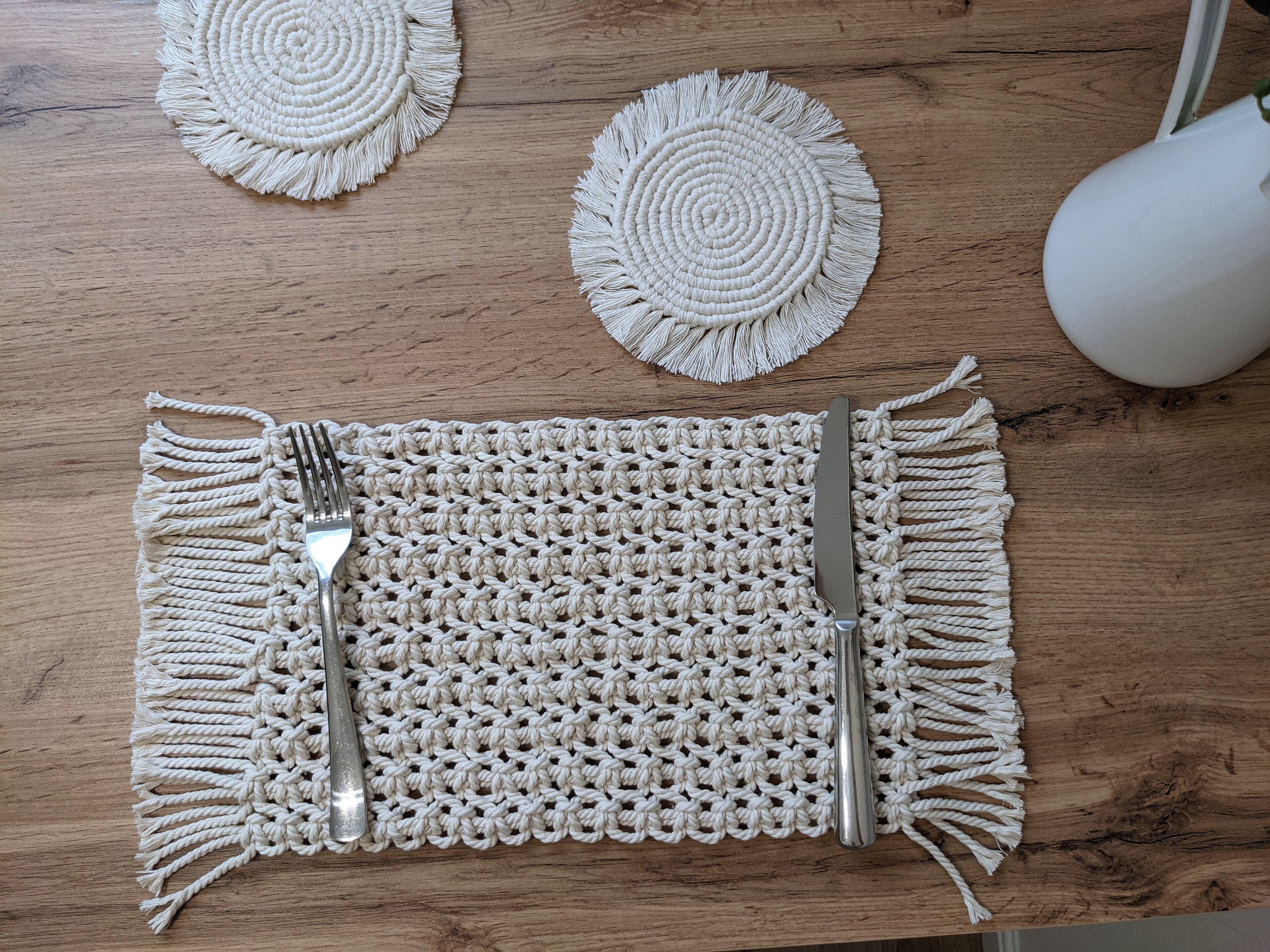 Macrame placemats set for dining table rectangle nightstand Etsy