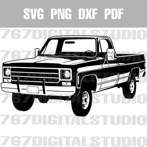 1970er Jahre quadratischer Körper 4x4 klassischer amerikanischer Pick-up Vektor-Kunst-Illustration - svg dxf png pdf - Für Druck auf Anfrage - Digitaler Download