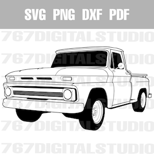 1964-66 Chevy C10 Stepside SVG | Classic Second-Gen Pickup Truck Vector | PNG DXF PDf Cut File for Cricut, Silhouette & Garage Décor