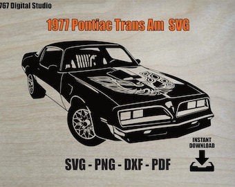 1977 Pontiac Firebird TransAm Classic American Muscle Car, Vector Art Illustration. svg dxf png pdf - For Print on Demand - Digital Download