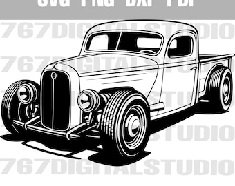1930s Hot Rod Pickup Truck SVG png dxf pdf Automotive Vector Files Clip Art Printable Laser Cutting Engraving Personal and Commercial Use OK