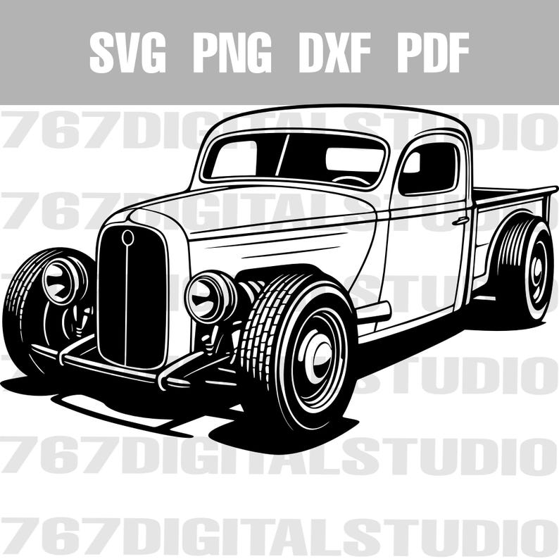1930s Hot Rod Pickup Truck SVG Png Dxf Pdf Automotive Vector Files Clip ...