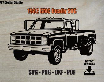 1982 GMC Dually SVG | heavy-duty Farm Work Truck  Vector Cut File | Squarebody Clipart, Print, Laser, png dxf pdf | Digital Download