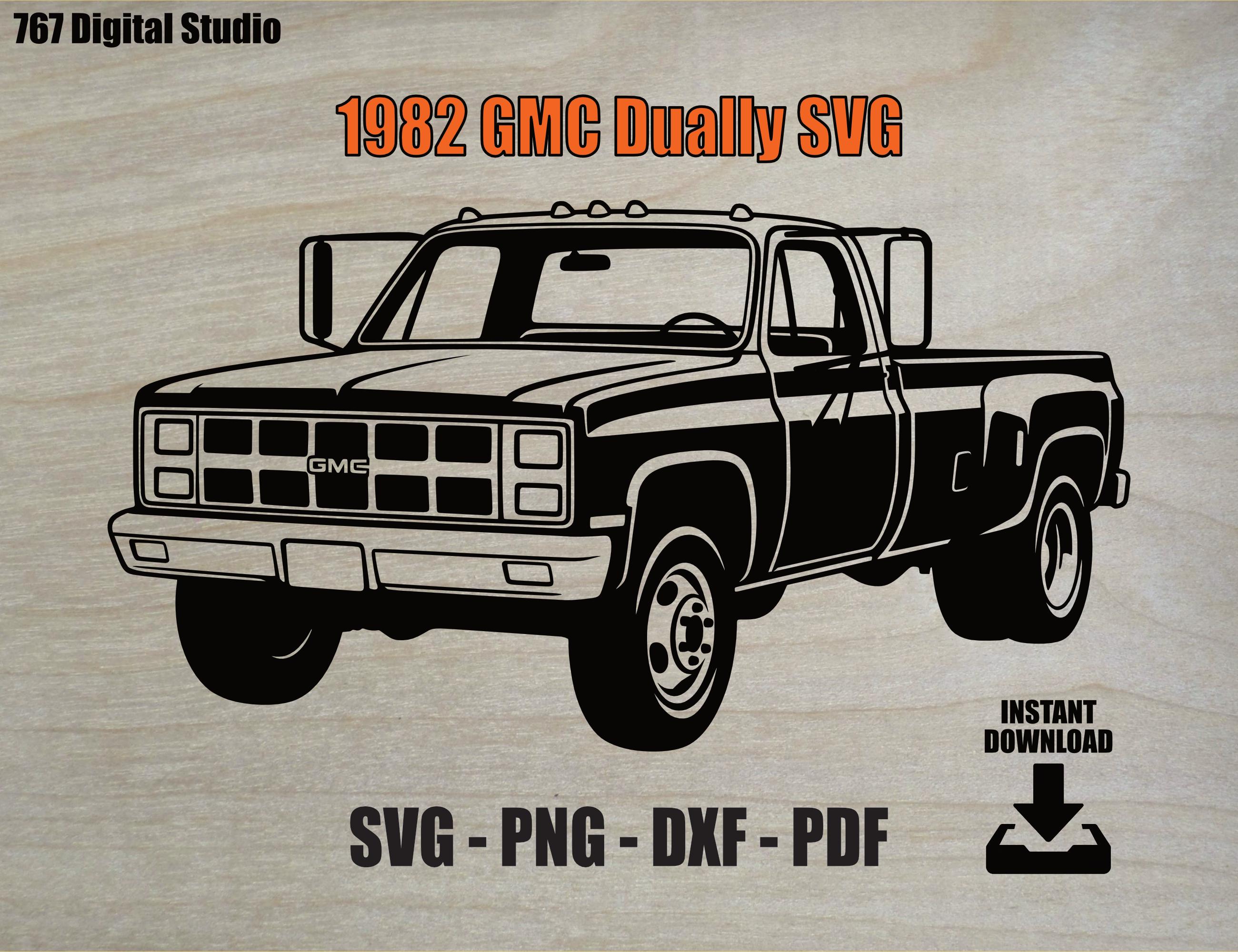 Dually Vector 1982 GMC Dually SVG | Heavy-duty Farm Work Truck Vector Cut File ...