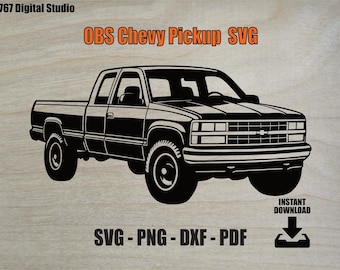 OBS Chevy Pickup SVG | 1988-1998 Silverado CK 2500 | png dxf pdf Cut File for Cricut, Silhouette & Laser | Garage Décor, digital download
