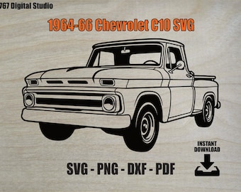 1964-66 Chevy C10 Stepside SVG: Classic Pickup Truck Vector (Digital Download)
