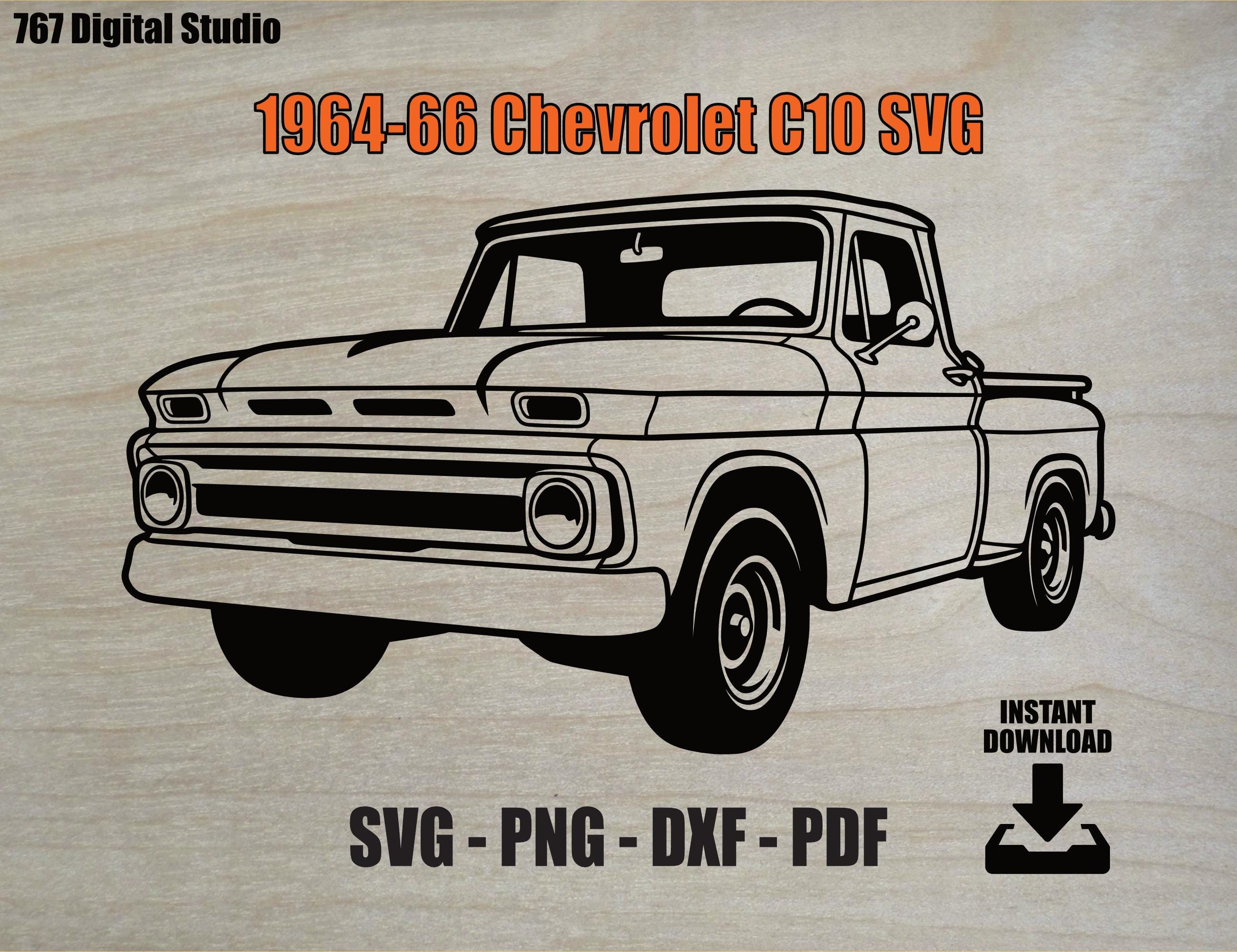 1964-66 Chevy C10 Stepside SVG: Classic Pickup Truck Vector (digital ...