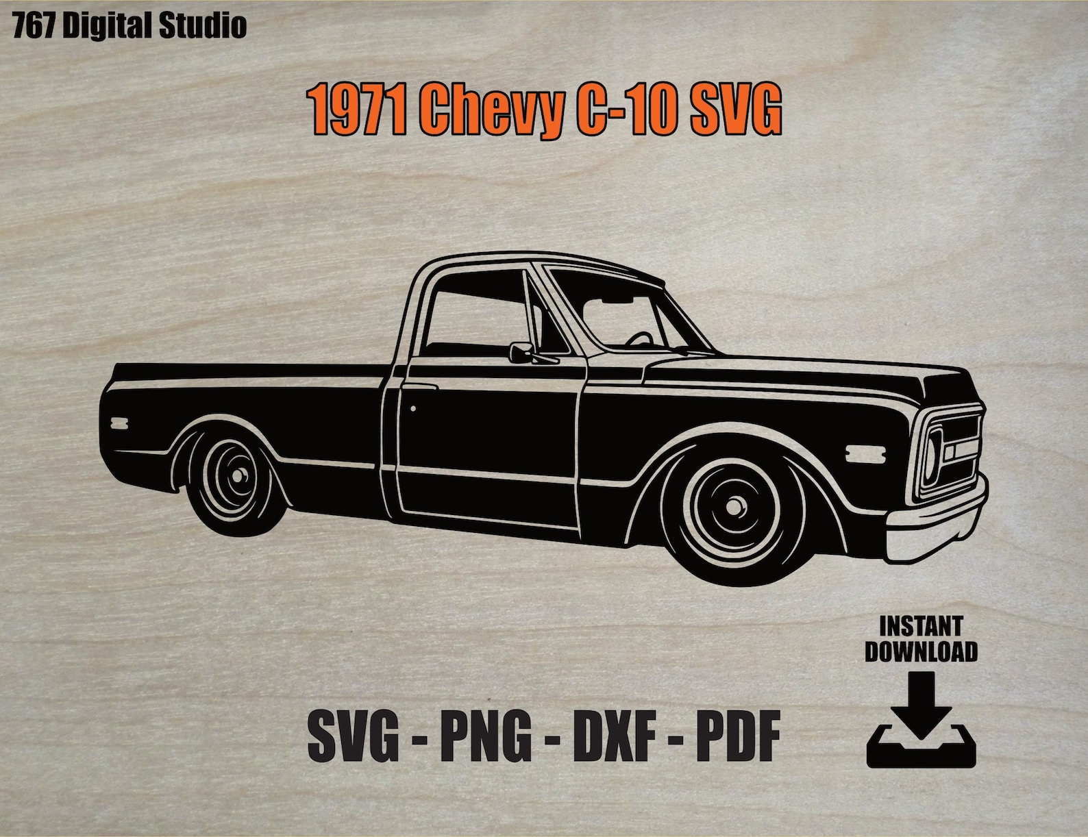 1971 Chevy C10 SVG | Classic Truck Cut File | Vintage Pickup PNG DXF ...