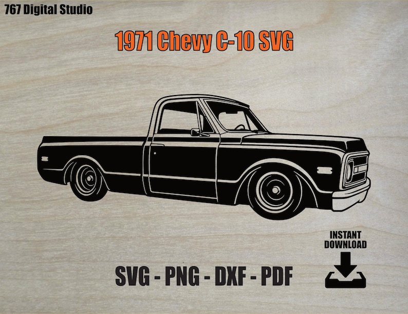 1971 Chevy C10 SVG | Classic Truck Cut File | Vintage Pickup PNG DXF ...