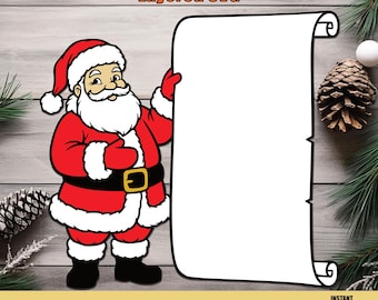 Layered Santa Scroll Christmas SVG, Blank Sign Cardstock Cut File, Holiday Wood Clipart, Cricut Silhouette Craft Template, Digital Download