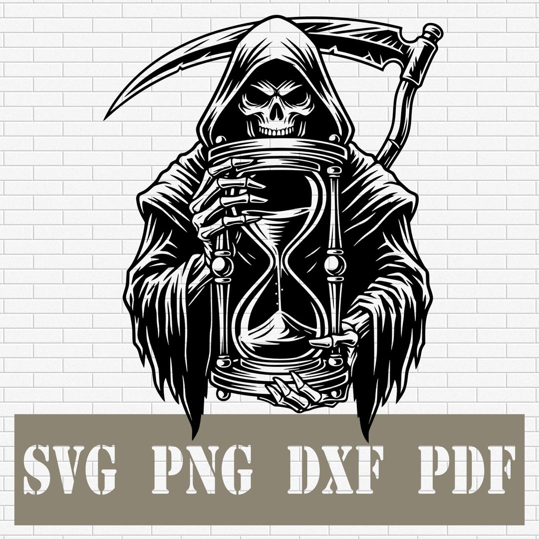 Grim Reaper With Hourglass SVG DXF PNG Pdf – Scythe Memento Mori ...