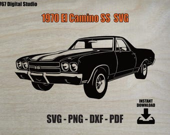1970 El Camino SS Vector Art: Classic Muscle Car Illustration (Digital Download)